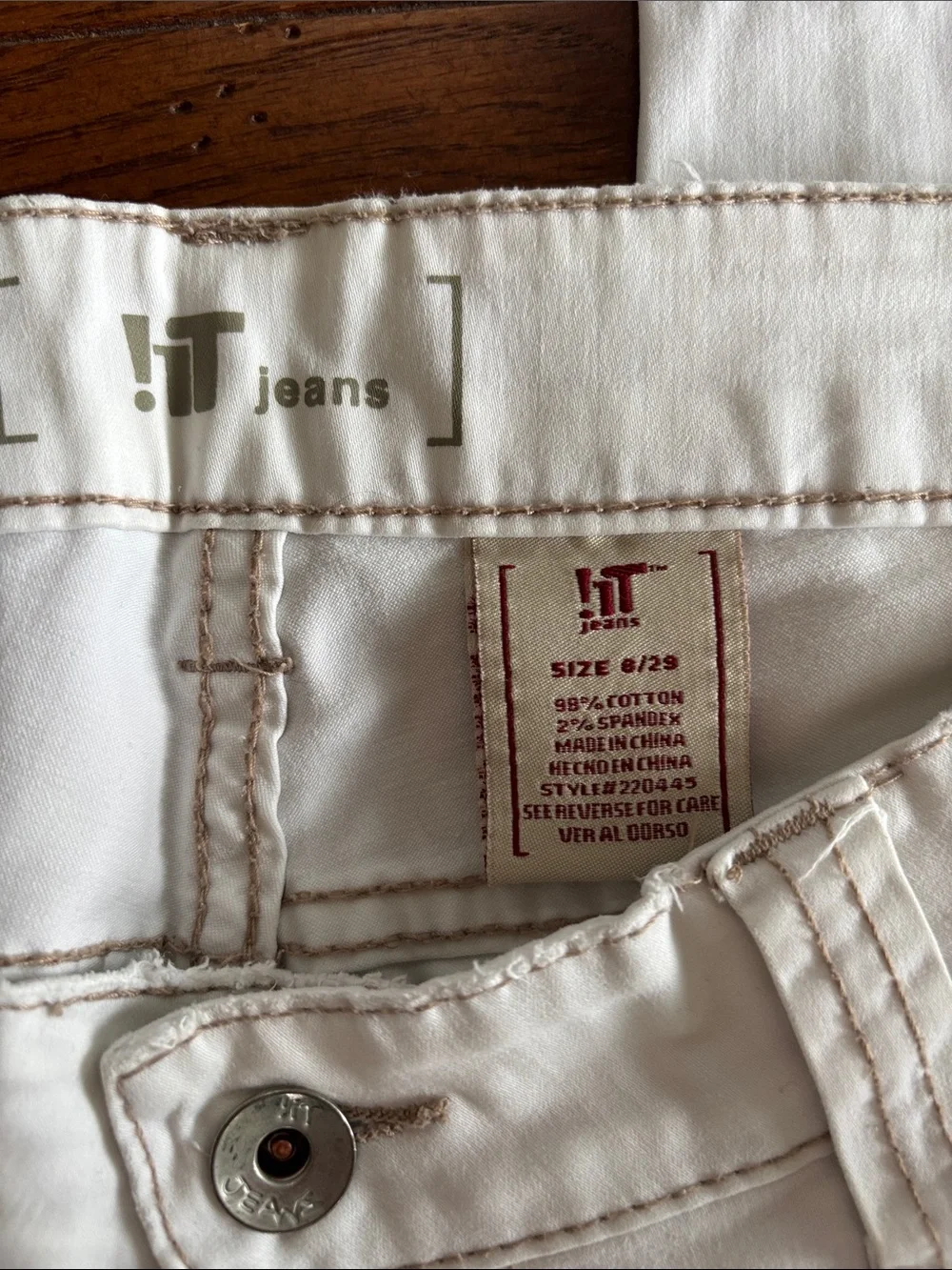 !IT Jeans Women’s White Stretch Brushed Cotton Ankle Low Rise 220445 Size 8/29